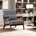 Accent Chair Comfy Arm Chair with Solid Wood Frame Upholstered Mid-Century Modern Chair for Living Room Bedroom Waiting Room Dark Grey