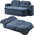 78.74 Convertible Sofa Bed Folding Loveseat Sleeper Sofa 2 in 1 Chenille Floor Couch Bed Foam Compressed Sofa with Pillows &amp Blanket for Living Room Apartment Studio Office (Dark Blue)
