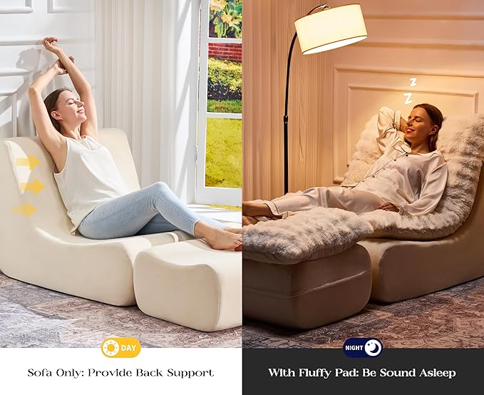Hobestluk Sofa Couch Foam Sofa for Small Spaces Comfy Sofas with Footrest Couch Recliner Small Sofas for Living Room Bedroom Apartment (White)