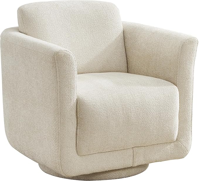 Swivel Accent Chair 360° Upholstered Swivel Chair 350 lbs Capacity Kiln Dried Solid Wood Frame Lumbar CushionFSC Certified Upholstered Chair for Living Room BedroomBeige