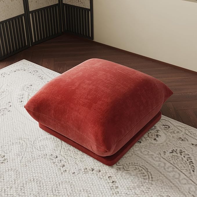 Ottoman Chenille Sofa Mid Century Modern Couches for Living Room (26.77 in/Red/Only Ottoman)