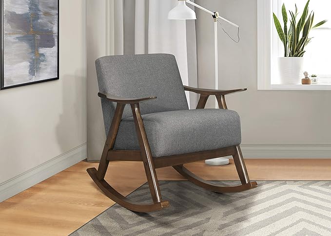 Lexicon Helena 28.5 W Fabric Wood Arm Rocking Chair Gray