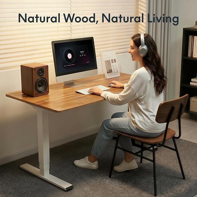 FLEXISPOT Acacia Solid Wood 60x30 Butcher Block Desktop – Thick Beveled Edge Tabletop for Standing Desk Kitchen Island Dining Table &amp DIY Projects Natural