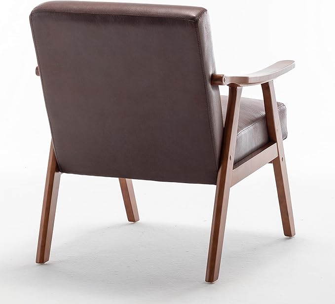 Accent Chair with Microfiber Upholstery and Solid Wood Frame Classic Mid-Century Modern Living Room Furniture for Extra Seating Dark Brown
