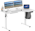 SHW 55-Inch Large Electric Height Adjustable L-Shaped Standing Desk with Right Facing Corner White