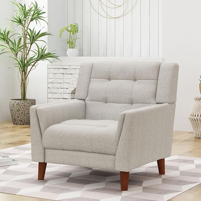 Mid Century Modern Accent Chair Upholstered Armchair Accent Chair Upholstered Lounge Arm Chair for Living Room Bedroom Balcony Apartment Office