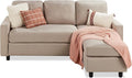 Best Choice Products Upholstered Sectional Sofa for Home Apartment Dorm Bonus Room Compact Spaces w/Chaise Lounge 3-Seat L-Shape Design Reversible Ottoman Bench 680lb Capacity - Beige