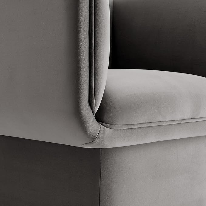 Modway Tate Performance Velvet Accent Chair in Storm Gray - Upholstered Club Chair - Modern Barrel Armchair - Comfy Reading Leisure Chair for Living Room Bedroom Office