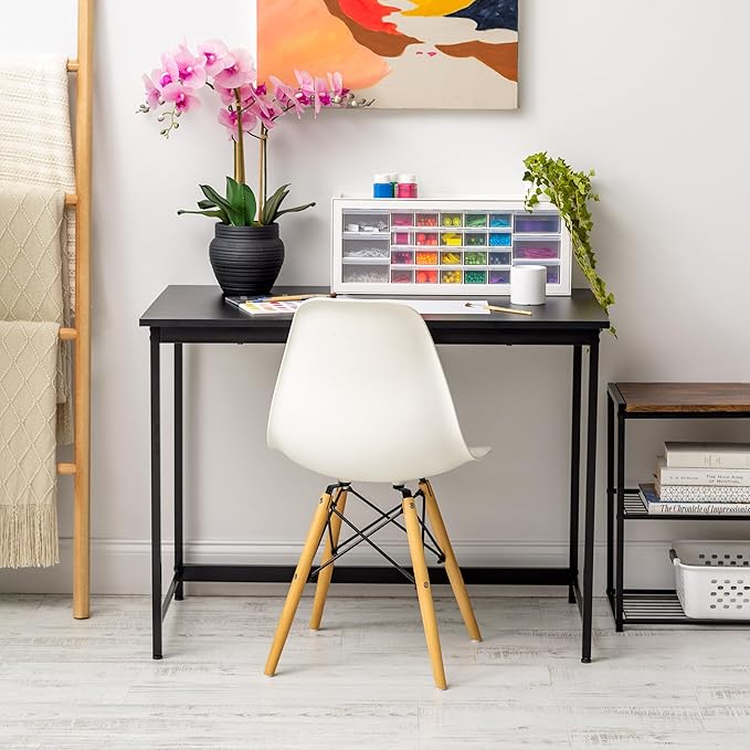 IRIS USA Inc. 39 Inch Modern Laptop and Computer Desk Office Table for Home Office Water and Scratch Resistant Surface Gaming Desk Easy to Assemble Black Desk