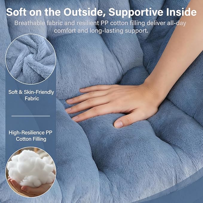 Lazy Chair with Folding Ottoman Modern Accent Armchair with Armrests and a Side Pocket &amp Foldable Footstool Reading Chair for Living Room Bedroom &amp Dorm Plush Light Blue