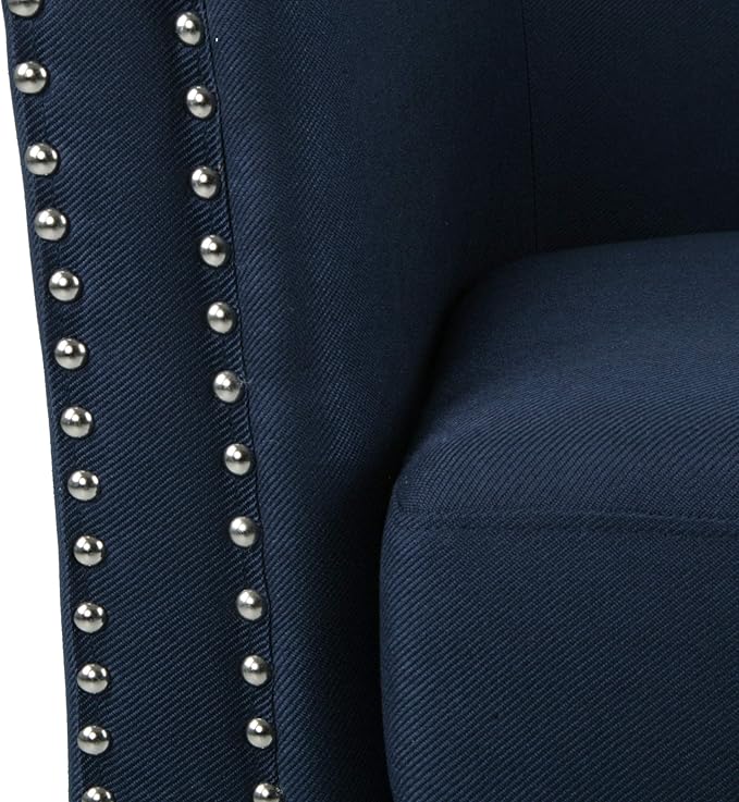 Christopher Knight Home Octavia Contemporary Fabric Swivel Chair Blue Black 31.25D x 30.25W x 31.25H in