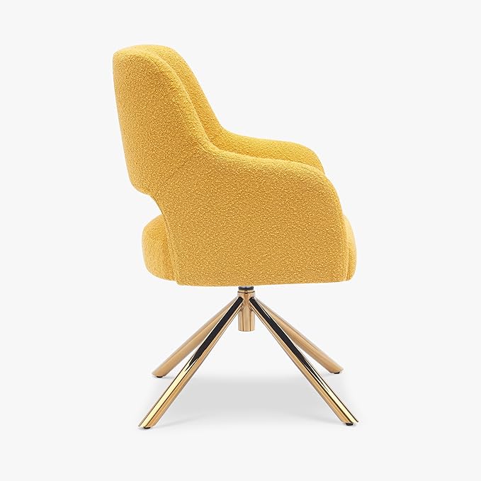 WestinTrends Genevieve Mid-Century Modern Wide Boucle Swivel Accent Arm Chair Mustard