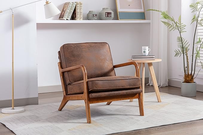Wood Frame Armchair Modern Accent Chair Lounge Chair for Living Room