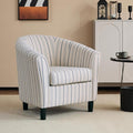 Christopher Knight Home Lixi Fabric Upholstered Accent Chair Wooden Living Room Barrel Chair Bedroom Comfy Reading Chair Beige and Blue