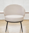 Modern Velvet Accent Chair with Channel Back Design Black Metal Legs and Soft Upholstery Comfortable Seating for Living Room Bedroom or Office Beige