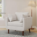 GDFStudio Club Chair Accent Armchair Accent Arm Reading Chair for Living Room Upholstered Armchair Lounge Chair with Comfy Cushion Wooden Leg for Bedroom Office Beige