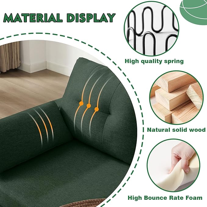 102 Convertible Sectional Sofa Modern L Shaped Couch with Storage Ottoman and Side Pockets 4 Seater Sofa for Living Room Apartment Green