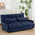 MAXYOYO Adjustable Floor Sofa Couch with 2 Pillows Multi-Functional Bean Bag Bed 5-Position Foldable Lazy Sofa Sleeper Bed with Armrest Versatile Floor Seating for Reading Navy Double