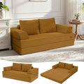 COMAX Convertible Sofa Bed Folding Floor Couch Corduroy Fold Out Couch Bed Futon Sleeper Mattress with Pillows Boneless Sofa Comfy Lounge Loveseat for Living Room Bedroom Yellow