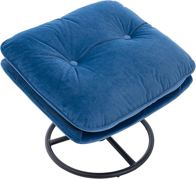 Accent Chair TV Chair Living Room Chair with Ottoman Modern Velvet Lounge Chair with Ottoman Set with Metal Legs Swivel Leisure Chair for ClubHome Office (Blue//Accent Chair)