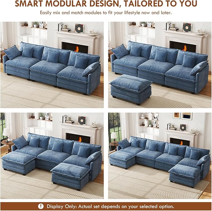 WorthFurni 77 Inch Cloud Sofa Loveseat Comfy Sectional Couch 2-Seater Chenille Deep Seat Sofa with Throw Pillows for Living Room Bedroom Apartment (Blue)
