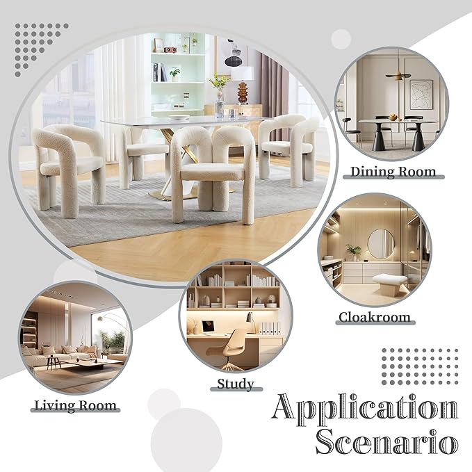 Set of 2 ChairsContemporary Designed Velvet Fabric Upholstered Accent Barrel Side Chair with Plywood Frame and Metal Base for Living Room (Beige Teddy)