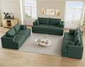84” Loveseat Sofa Set of 3 Boneless Modular Sofa Couches for Living Room Cloud Couch with Deep SeatEasy Assembly for Small SpacesGreen