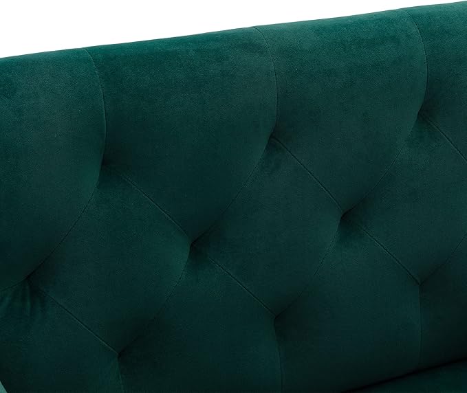 Modern Accent Chair Upholstered Single Sofa Arm Chair for Living Room and Bedroom Upholstered Comfy Armchair Chair with Solid Tapered Metal Legs (Green)