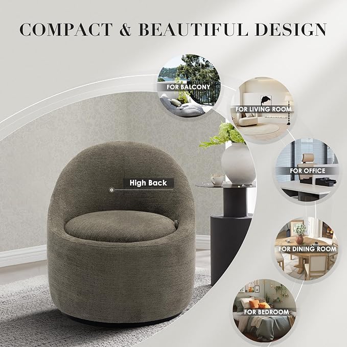 COLAMY Swivel Accent Chair 360° Swivel Chair with Hidden Storage Modern Small Barrel Swivel Armchair for Living Room/Bedroom Green