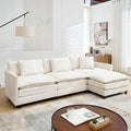 Oversized Modular Sectional SofaSofa Couch with Movable Ottoman Deep SeatSoft Chenille Corduroy Cloud Couches for Living Room ApartmentOffice(Beige 3+1 L)