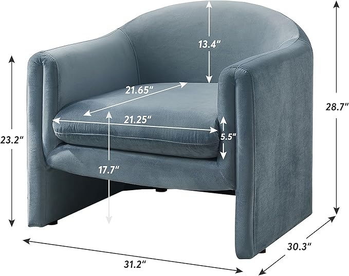 VANOMi 31.2 Accent Chair Modern Upholstered Living Room Chairs Comfy Single Sofa Chair for Bedroom Office Waiting Room Set of 2 (Denim Blue Velvet)