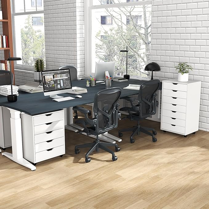5 Drawers File Cabinet Vertical Filing Cabinet for Home Office Mobile Under Desk Office Storage Cabinet with Wheels Modern Chest of Drawers for Bedroom (White 5 Drawers)