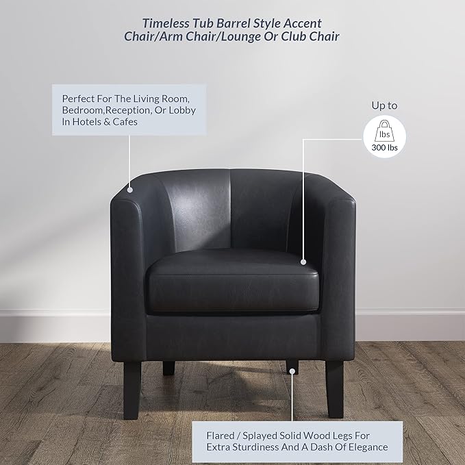 BELLEZE Accent Barrel Chair Set of 2 Linen Round Chair Club Tub Sofa Corner Chair with Flared Legs and Cozy Soft Padding for Living Room Bedroom Waiting Room - Brown