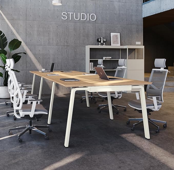 Modular Computer Office Desk Modern Style Small Study Writing Workstation Table for Home &amp Business 2 Person Extension