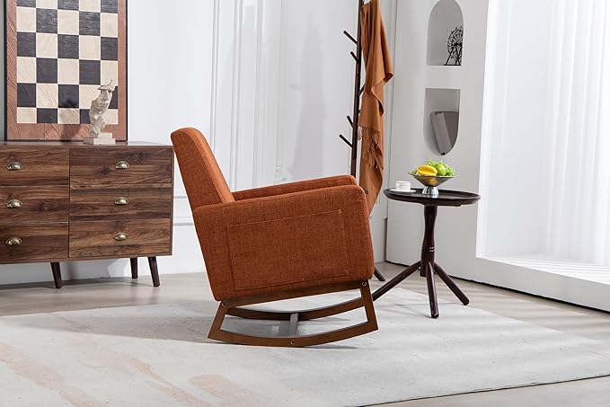 Mid Century Modern Accent Chair with Wood e Upholstered Living Room Chairs with Waist Cushion Reading Armchair for Bedroom Sunroom