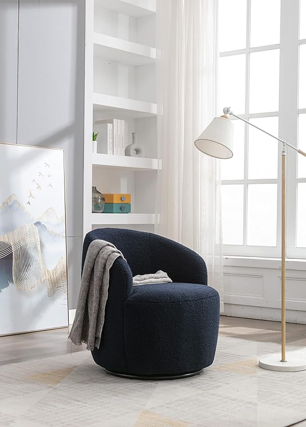 Swivel Barrel Chair Modern Teddy Fabric Swivel Accent Armchair Comfy Round Club Chairs Sofa Arm Chair for Living Room Bedroom Reading Room Apartment Hotel Office Nursery Lounge（Dark Green）