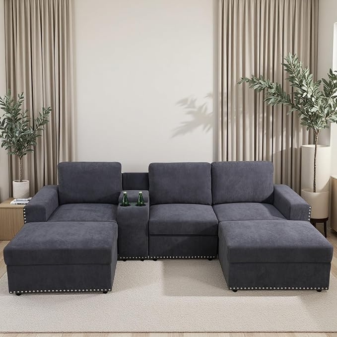 L Shaped Couch Sectional Couches for Living Room Comfy Modular Sectional Sofa with Ottoman Modern Living Room Furniture Sets Loveseat for Bedroom &amp Office Grey