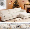 109'' Modular Sectional Sofa L Shaped Couch with Storage Ottoman Comfy Cloud Sofa with Deep Seat 4 Seat Convertible Sectional Couches for Living Room (Beige Low Legs 1.97)