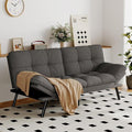 Opoiar Convertible Futon Sofa Bed Grey Linen Futon Couch with Adjustable Backrest &amp Armrests Folding Small Recliner Sleeper Sofa Bed for Living Room Apartment Office