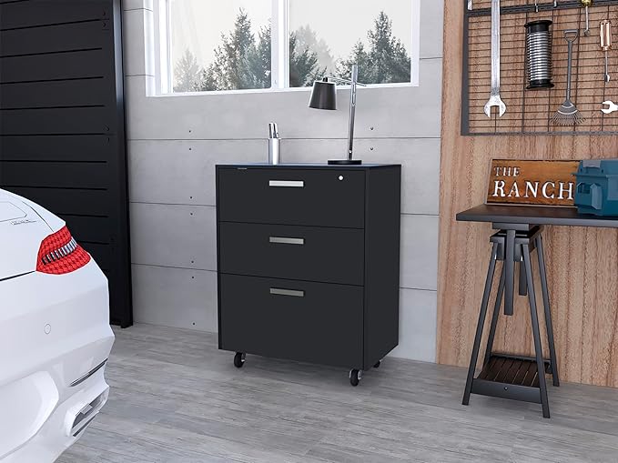 Mobile Filing Cabinet with 3 Spacious Drawers Gray Particle Board Modern Small Storage Cabinet for Home Office Study Room