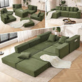 102 Upgraded L-shaped Modular Sectional Couches for Living Room Convertible Oversized Sleeper Sofa Bed-Luxury 1.5 Queen Bed. 11-in-1 Multifunctional Corduroy Boneless Folding Futon Couch Green.