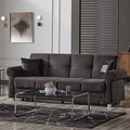 Sweet Home Stores 87 Convertible Sofa Bed with Storage Firm Fabric 3 Seater Upholstered Sleeper Sofa Couch Futon for Living Room Black