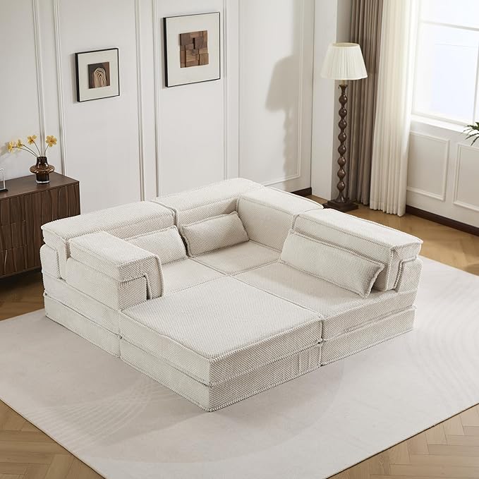 KEIKI 2Seat Modular Velvet Sofa Couch with Chaise Memory Foam for Modern Home Small Space Style Conscious Minimalists Warm Inviting Comfy Supportive Rest Space Elegant Premium Design White