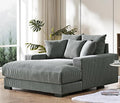 Luxe Upholstered Chaise Lounge Sofa in Soft Corduroy Fabric with Removable Cushions Oversized Chair for Relaxing in Living Room or Bedroom 55.1 Wide Grey