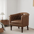Accent Chair Upholstered Faux Leather Barrel Chair with Nailed Trim Comfy Club Armchair for Reading Living Room Bedroom Waiting Room (Rust Set of 1)
