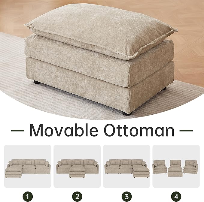 Modular Sectional Sofa 112.2 Inch L Shaped Couch Set with Armrests 3-Seater Comfy Cloud Couches for Living Room Apartment Coffee