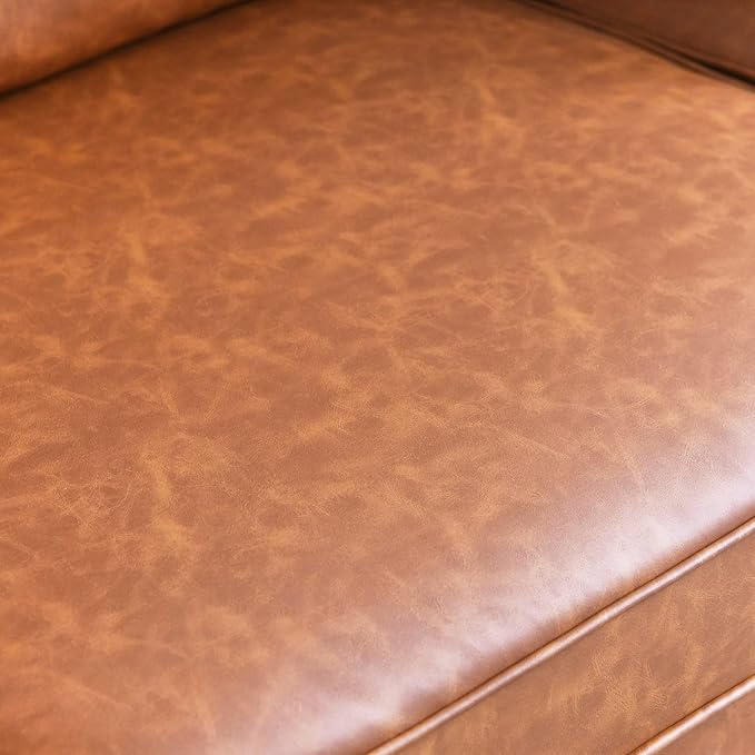 Creative Co-Op Atley High Sided Sofas Vegan Cognac Leather