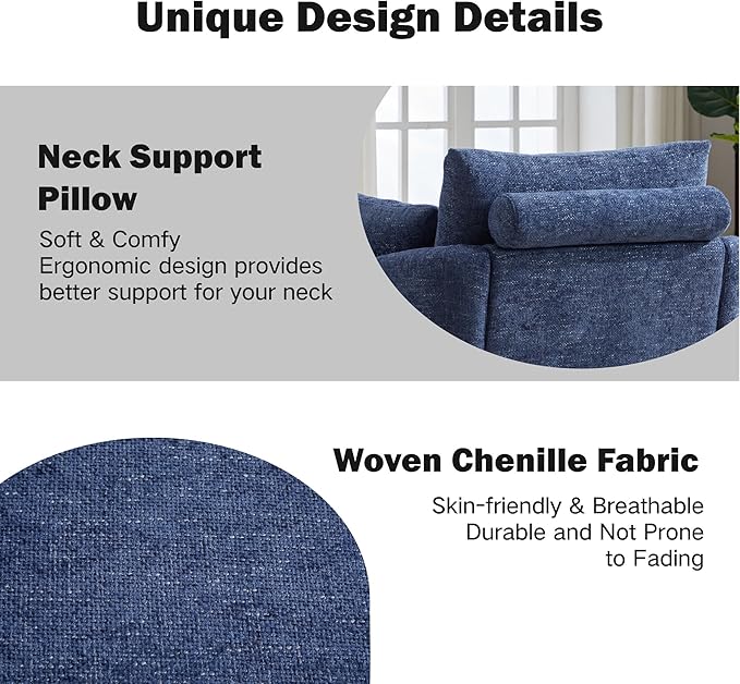 Chifee &amp Vingol 40.6 Oversized Swivel Accent ChairChenilleNavy