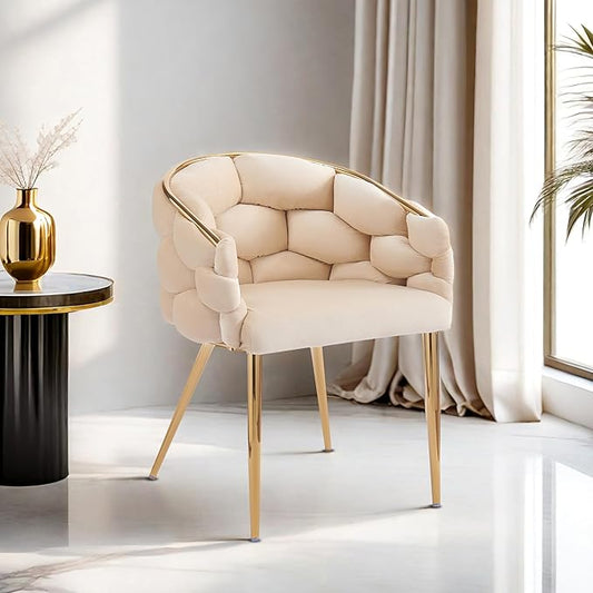 Luxury Handmade Accent Chair with Gold Legs Modern Velvet Armchair for Living Room and Bedroom