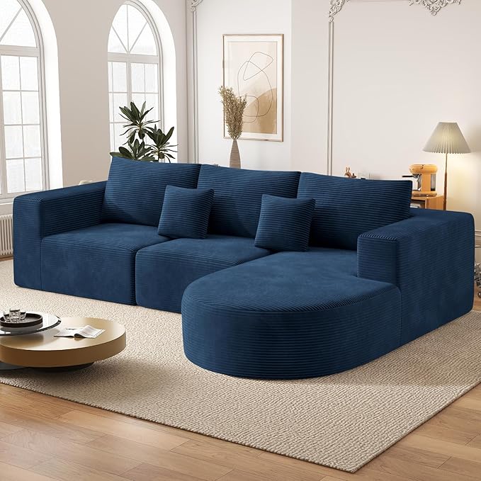 Boneless Couches for Living RoomCloud Sectional Couch with L-Shape ChaiseModern Modular Sofa with Deep Seat Upholstered Comfy Couches for BedroomNo Assembly Required1PCS